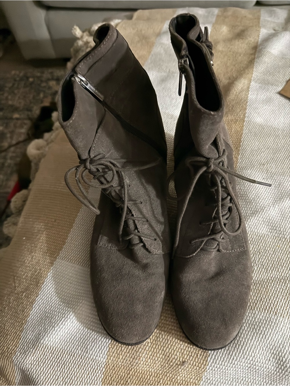 Bandolino Women’s Lace-Up Suede Ankle Boots in Dark Brown